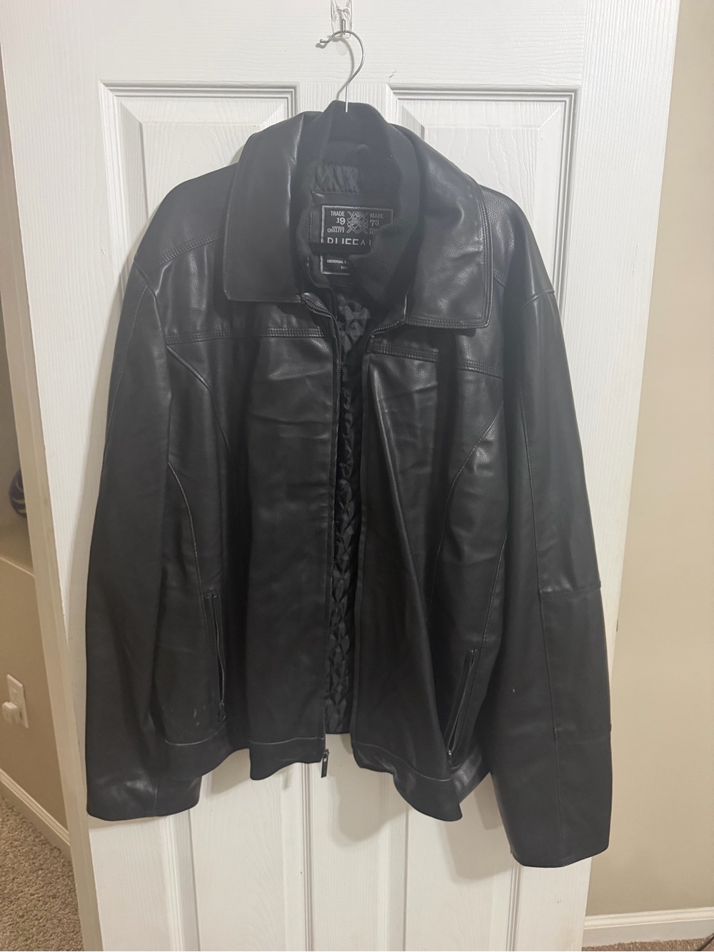 Buffalo Black Vegan Leather Bomber Jacket size 2XT